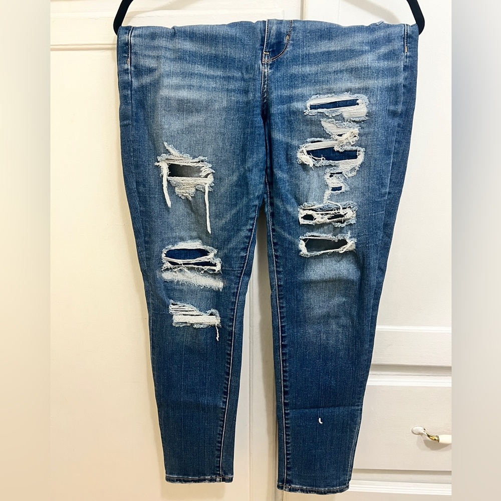 American Eagle Outfitters Ripped Blue Skinny Jeans